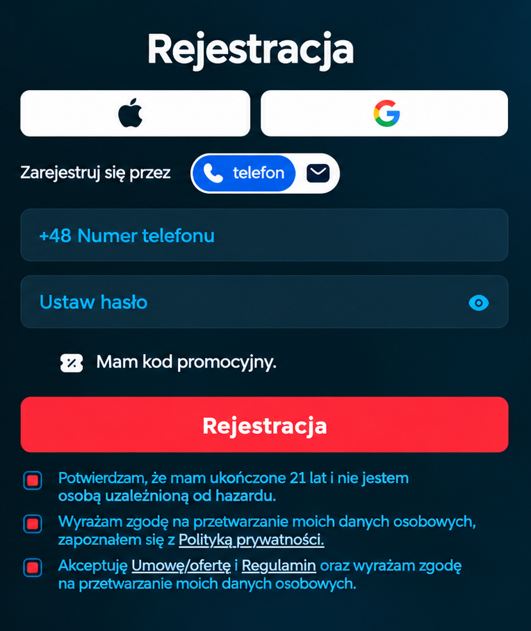 Formularz rejestracji nowego konta